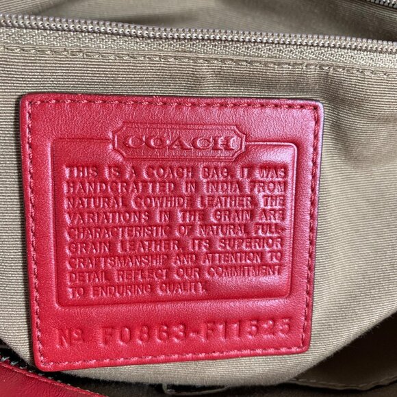 COACH Classic RED Leather Gallery East West Tote F12525 Satchel w/ Hang Tag Fob - Picture 7 of 16